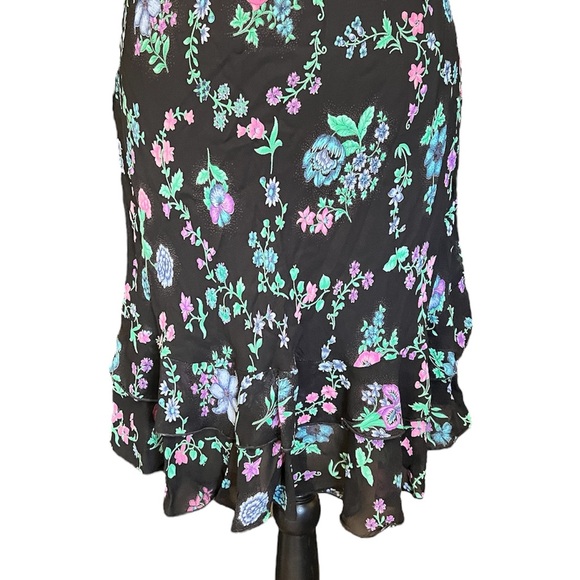 Vintage Betsey Johnson New York Sheer Mesh Floral Ruffle Slip Dress - Picture 5 of 12